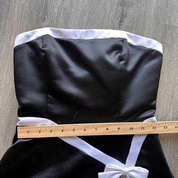Gunne Sax Jessica McClintock Vintage 90s Y2K Black White Bow Formal Dress SZ 3/4 - Picture 6 of 10